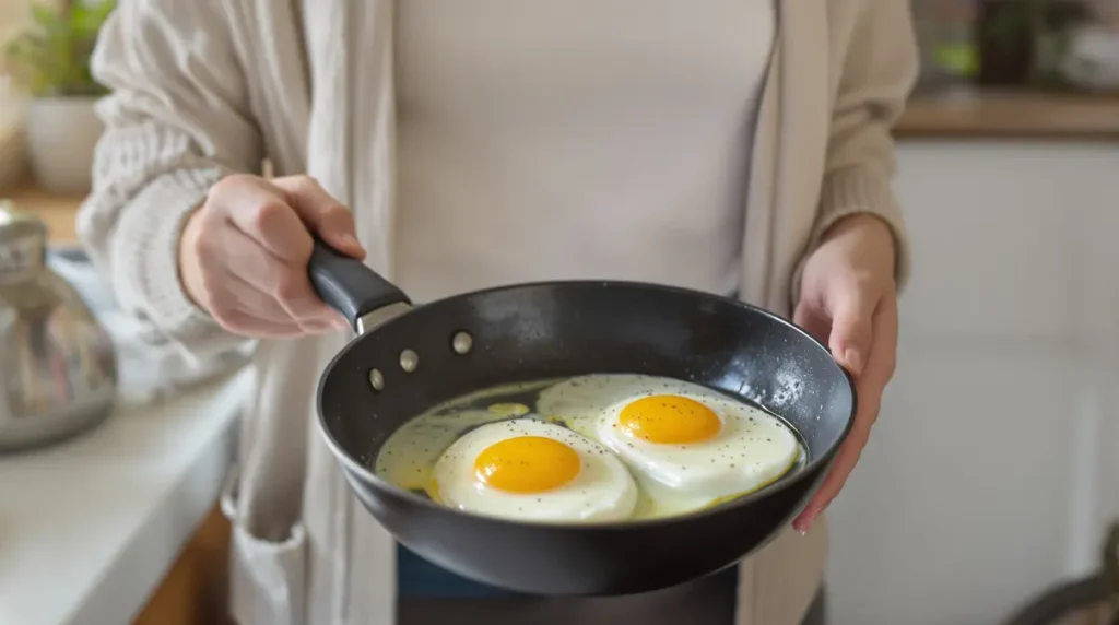 J’ai remplacé l’huile et le beurre dans mes œufs frits : un plat plus léger mais tout aussi gourmand